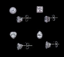 ROUND SQUARE HEART TEARDROP PEAR STUD EARRINGS TITANIUM POST CZ CRYSTAL 5mm