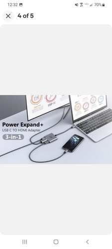 JZV Type C USB 3.1 to USB-C 4K HDMI USB 3.0 Adapter Cable 3 in 1 Hub For MacBooK - Picture 4 of 5