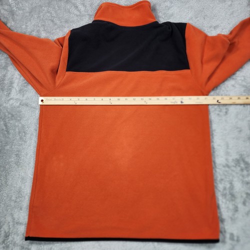 North Face Jacket Mens Medium Orange Black Fleece Snap Neck Outdoor Hiking Snow - Picture 9 of 13
