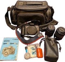 Canon EOS-Rebel G QD 35mm SLR Film Camera with manual and Lenses Untested