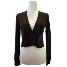 Brown Knit Cropped Cardigan