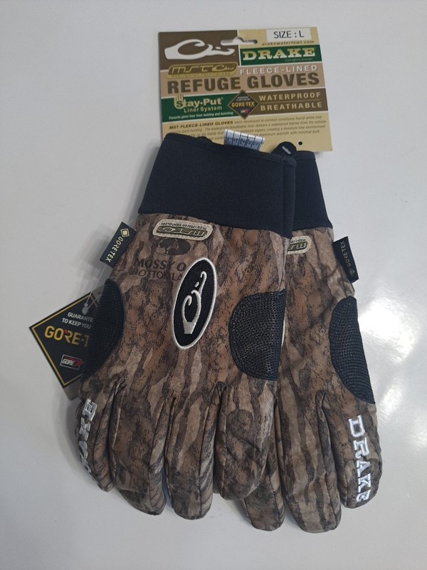 MEN'S DRAKE WATERFOWL GLOVES MST GORE-TEX CAMO LARGE New!!!!