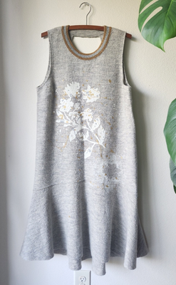 Anthropologie Gray Gold Holiday Floral Wool Peplum Dress L | eBay