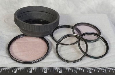 Rubber Lens Hood Shade & Filter Lot Hoya Quantaray etc.