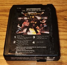 Whitesnake "Live...In the Heart of the City" 8 Track Tape w New Splice, Foam Pad