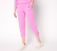 Denim  Co. Petite Active French Terry Crop Pant with Grommets Dark Orchid XS Ne