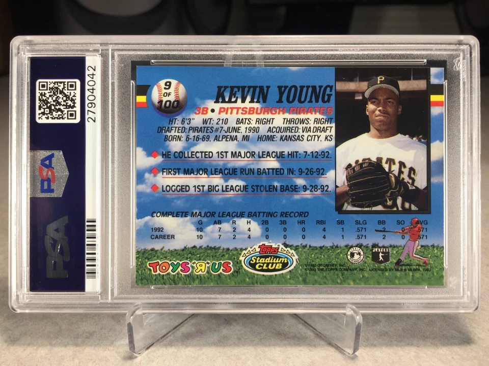 1993 Toys R Us Kevin Young #9 - PSA 10 - POP 1 - Pittsburgh Pirates - Image 2 of 2