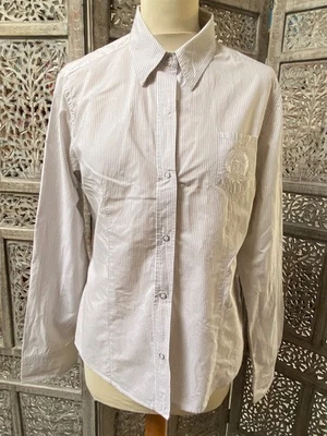 Chemise femme L/XL coton imprimé rayures blanc beige SAINT JAMES - Photo 1/4