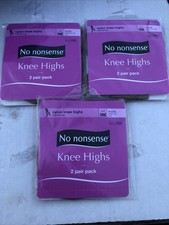 No Nonsense Comfort Top Knee High 032 2pair Packs NUDE Sheer Toe ONE Size 3 PACK