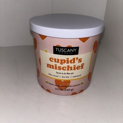 Tuscany Candle Cupids Mischief Soy Blend Hiba Wood, Tea Tree, Patchouli New