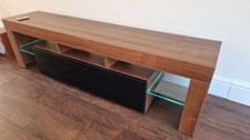 TV Stand 160cm Walnut Matt TV Unit Cabinet With LED Light & Storage 