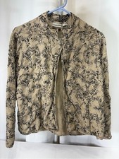 Chico's Size 1 Beige and Black Silk Linen Blend Jacket 3138