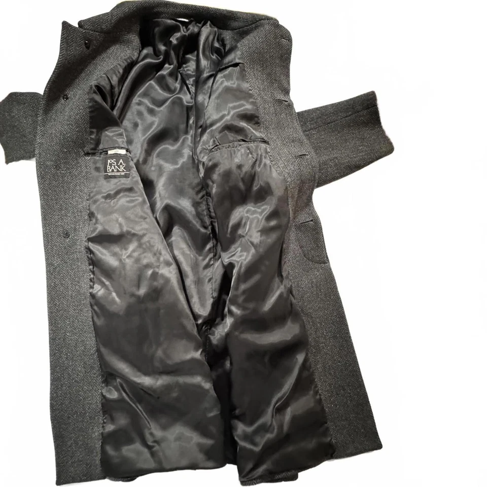 Abrigo Jos A Bank Para Hombre Talla 40R Gris Espiga Abrigo Cubierta Tapeta NOTA Foto 3 de 4