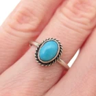 Old Pawn 925 Sterling Silver Vintage Southwestern Bisbee Turquoise Ring Size 5.5