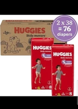 Huggies Size 8 Diapers, Little Movers Baby Diapers, Size 8 (46+ lbs), 76 Count 
