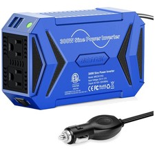 300W Pure Sine Wave Inverter - Dual USB Ports - Blue
