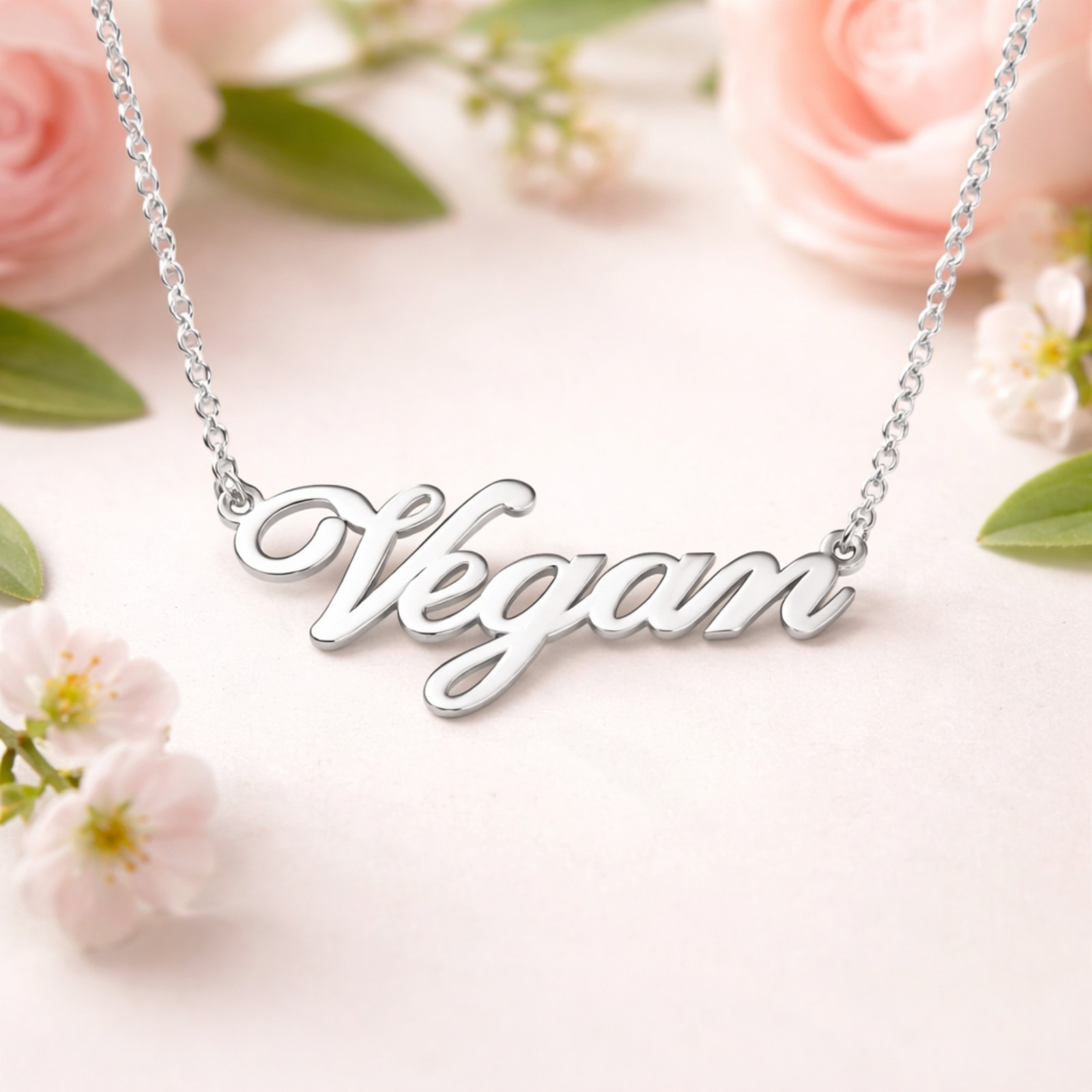 Vegan Pendant Necklace Silver Plated Statement Lifestyle 20"" Chain Jewellery