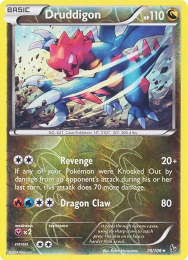 Pokémon DRUDDIGON 70/106 Reverse Holo Rare XY Flashfire LP English Light Play