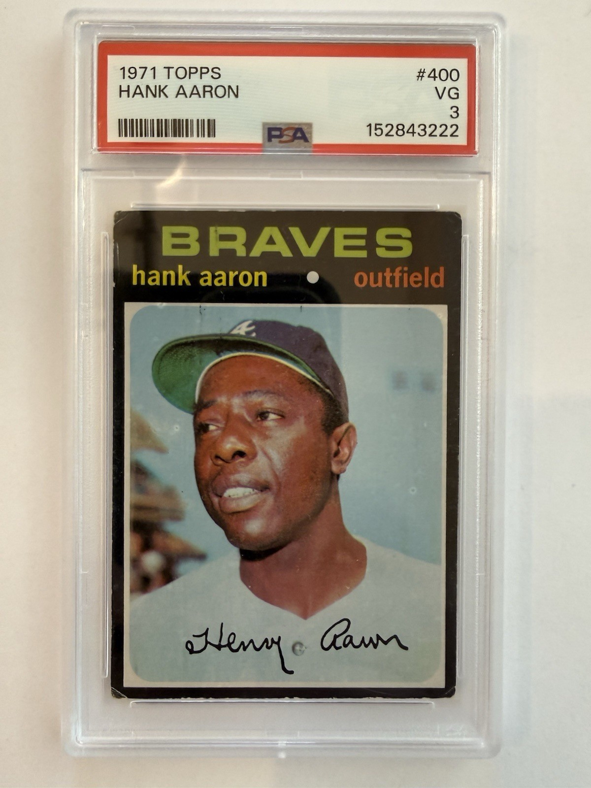 Topps 1971 Hank Aaron #400 Atlanta Braves Baseball Card PSA 3 Graded