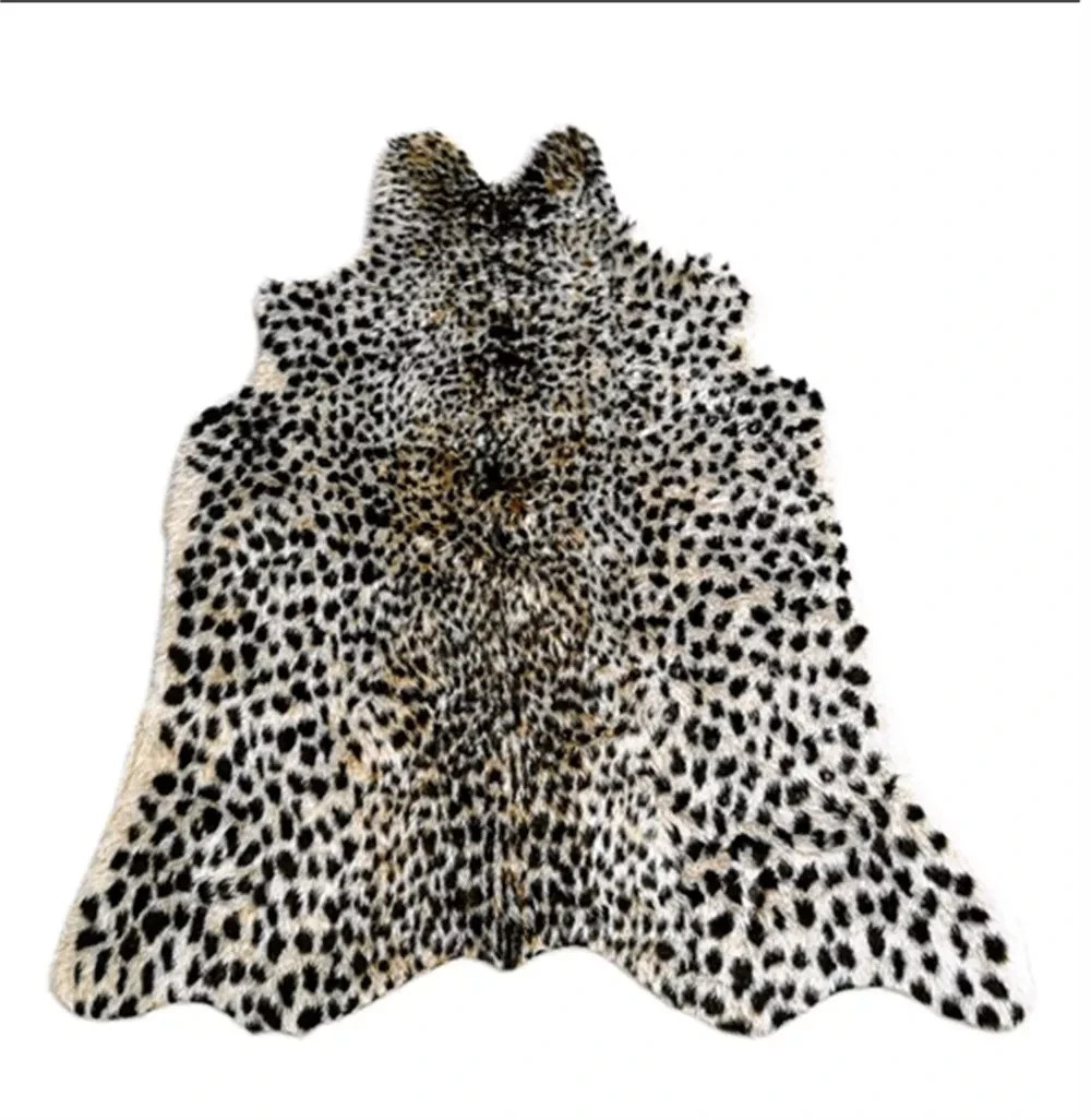 Leopard Printed Leather Hide Animal Faux Fur Rug Mat Home Decor  Carpet