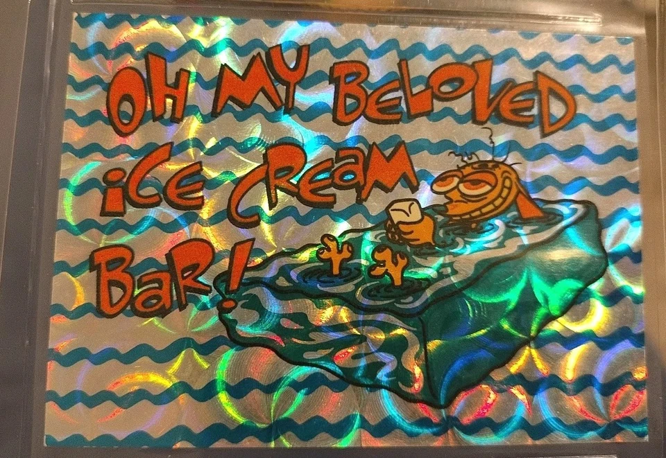 ✌️DOUBLES! REN & STIMPY 1993 TOPPS PRISMATIC 🌀 #33 MY BELOVED ICE CREAM BAR!   - Image 2 of 4