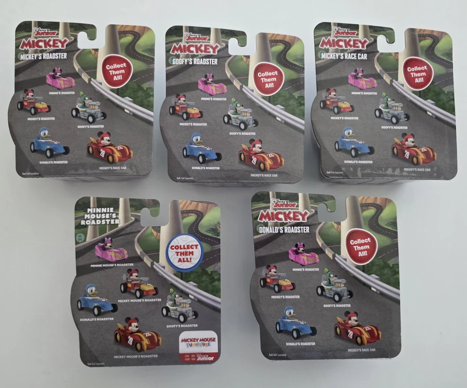 Disney Jr Set of 5 Diecast Roadsters Mickey Minnie Donald & Goofy 2021 - Image 2 of 4