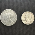 Two 90% Silver Coins - Walking Liberty Half Dollar 1941, Washington Quarter 1957