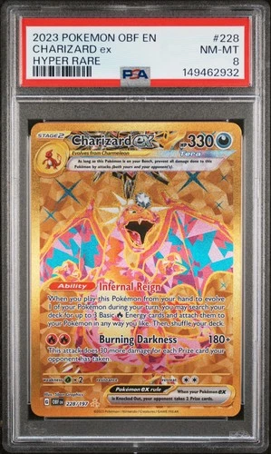 2023 POKEMON OBF EN-OBSIDIAN FLAMES HYPER RARE #228 CHARIZARD EX PSA 8