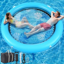 8ft Inflatable Water Hammock Round Floating Dock Large Float Ring Inflatable ...