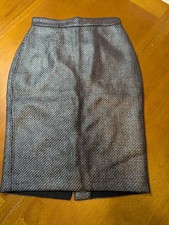Banana Republic 0 Metallic Silver Pencil Skirt Basketweave Tweed Lined NWT