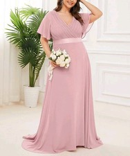 Ever-Pretty Size 18 Pink Bridesmaid Wedding Formal Prom Evening Dress Ball Gown