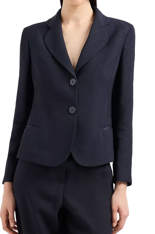 Emporio Armani women's Icon Navy Chevron Jacket - size 46 It / 10 US -msrp $1025