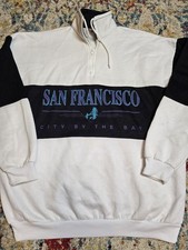 Vintage 90's San Francisco Sweatshirt Men' XL 1/4 Zip White Black California USA