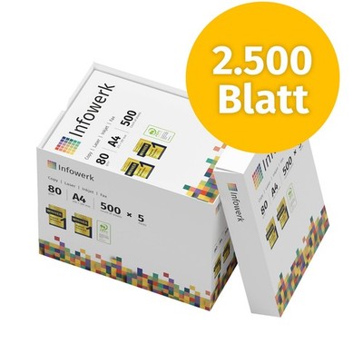 Infowerk Druckerpapier Kopierpapier 2500 Blatt A4 80g Hochweiß PEFC-Zertifikat