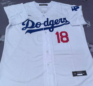 Yoshinobu Yamamoto #18 Dodgers White Cool Base Sewn Stitched Jersey.