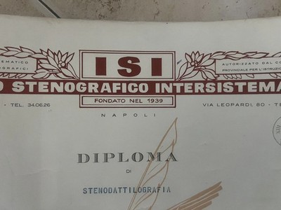   Urkunde Stenodattilografia Isi Institut Stenografico Intersistematico 1963