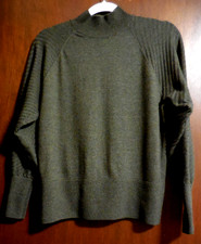Women's Loft Outlet Olive Green High Neck Sweater, Size Medium