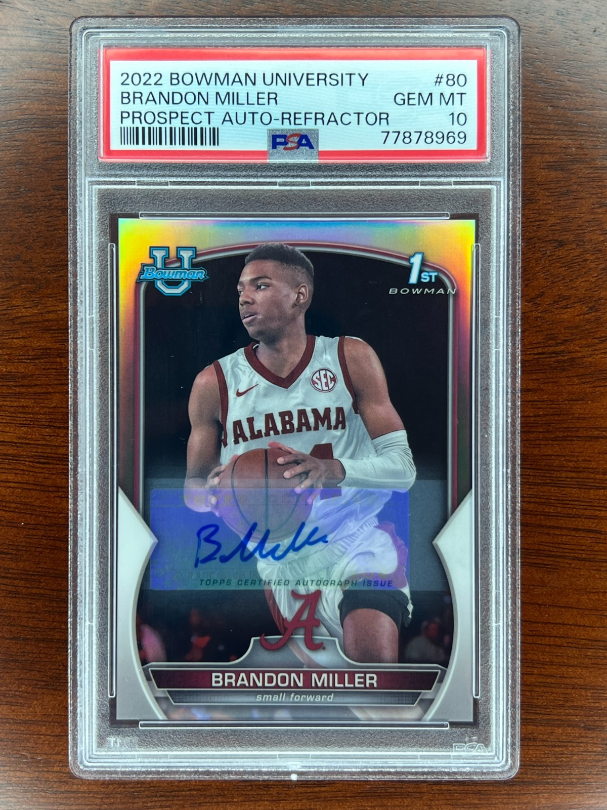 Brandon Miller 2022 Topps Bowman U #80 1st Prospect Auto Refractor /499 PSA 10