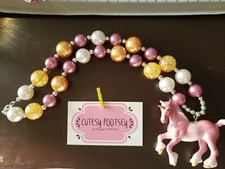 Unicorns are real. Resin and acrylic chunky beaded kids necklace