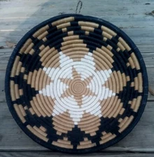 Taupe White And Black Decorative Hanging Bowl From Africa 12 Inches