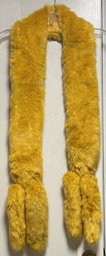 MOSCHINO For H&M Fabulous Faux Fur Stole Scarf W/Tails In Marvelous Mustard