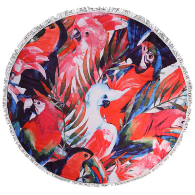 Do Everything in Love Tropical Birds Hawaiian Round Beach Towel Cover up