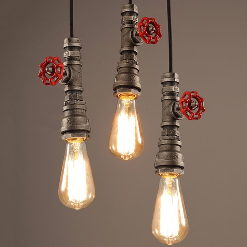 Pipe Lighting Steampunk industrial vintage style Ceiling pendant light valve E27 - Picture 1 of 6