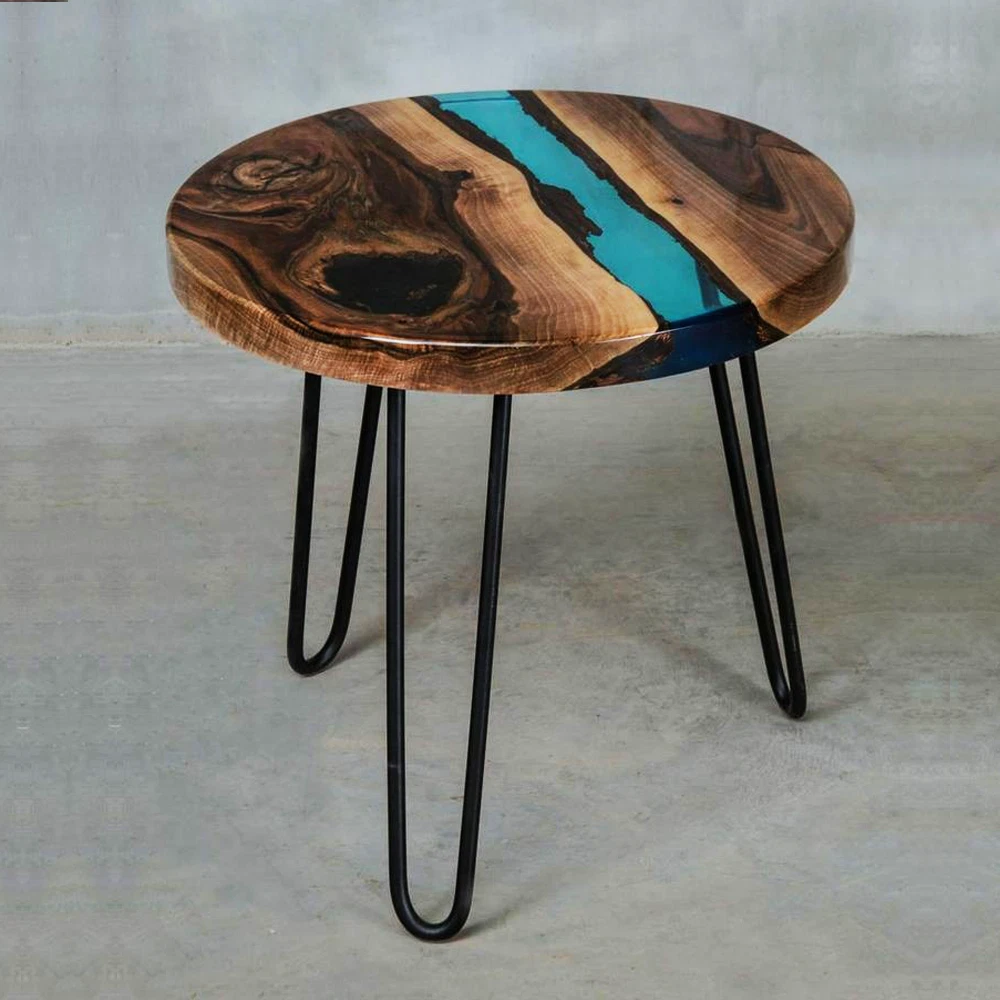 Epoxy Resin Wooden Corner Side Table Top Mini Table Top Home Office Deco