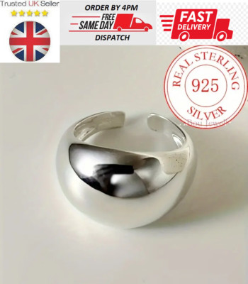 925 Sterling Silver Gothic Style Luxury Female Open Ring Smooth Surface Wedding