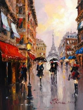 Paris painting Oil on canvas Kal Gajoum cityscape France romantic Artist Eiffel