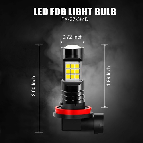 JDM ASTAR 2x Ice Blue H11 High Power PX 27-SMD 1200LM LED Fog Lights Bulbs - Picture 11 of 11