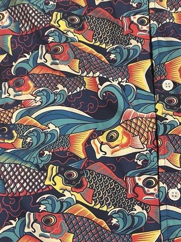 WeSC Men's M Women’s Large SS Oden Koi AOP Japanese Pattern Multicolor Shirt New - Picture 8 of 10