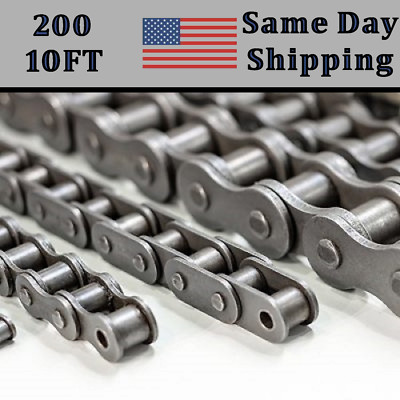 #200 Roller Chain 10 FT + Free connecting Link Dame Day - Priority Shipping