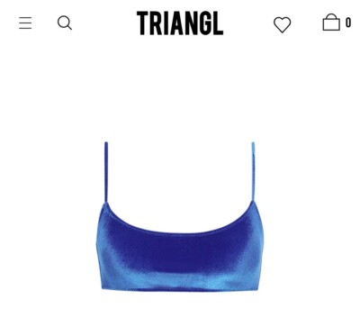 TRIANGL Sz S Blue Velvet Mica Wireless Bikini Top Only UK